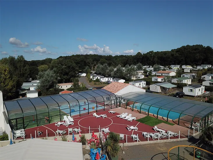 Aerial view of the ecologically committed campsite for respect for the planet